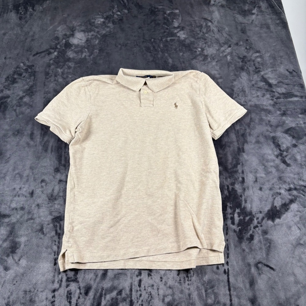 Polo Ralph Lauren Polo Shirt Mens M Tan Classic Fit Short Sleeve Heathered